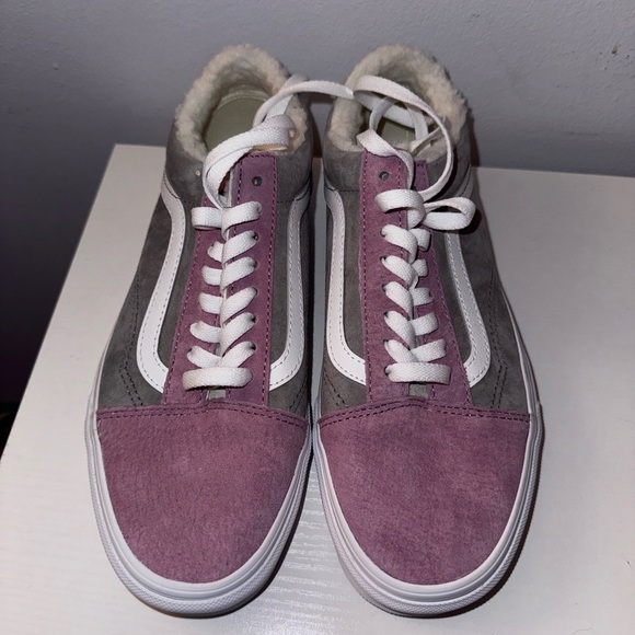 Unworn Vans Old Skool Suede Sherpa Pink Grey - Picture 7 of 16